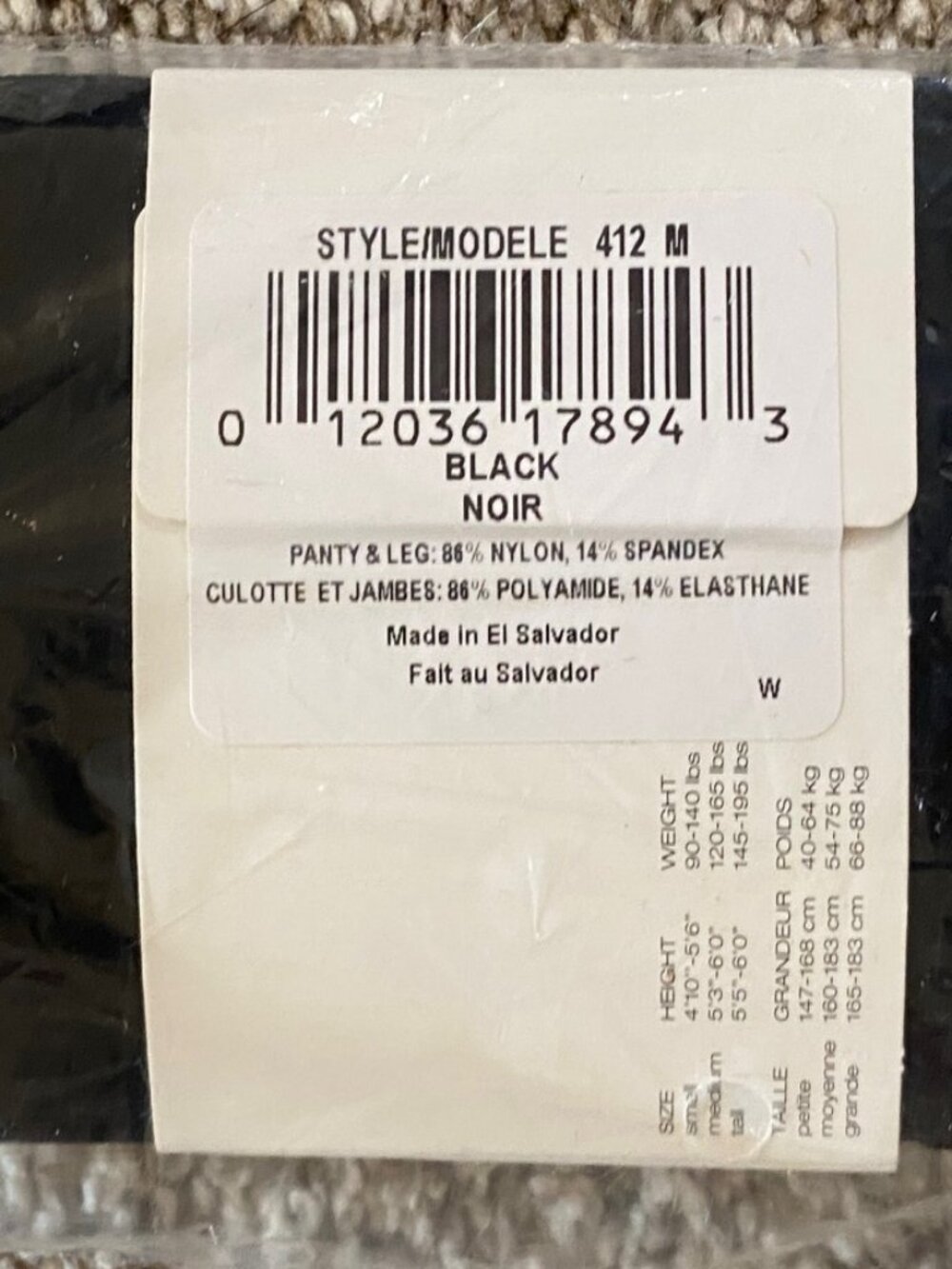 DKNY Women's Nordstrom Opaque Coverage Control Top Tights Black Size M Unopened - Picture 4 of 5